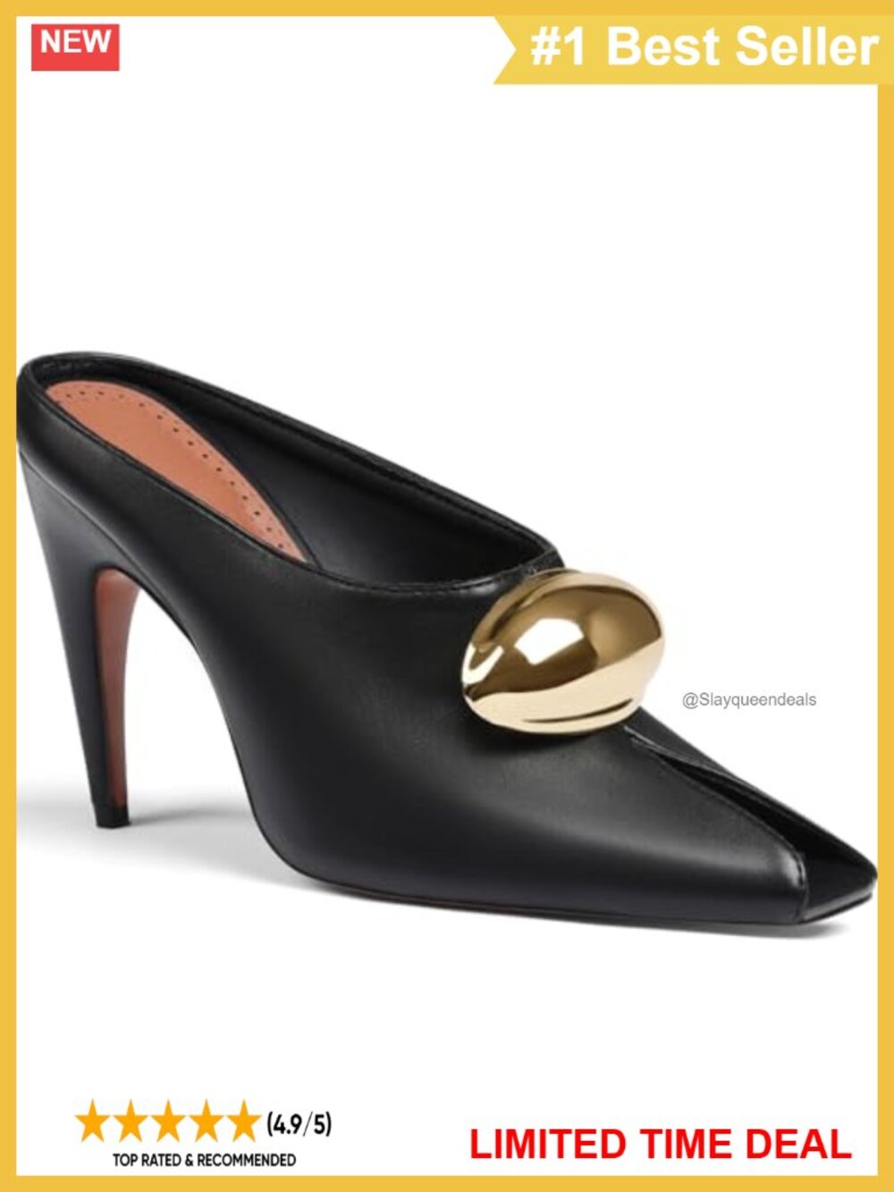 Peep Toe Stiletto Mules Pointed Heeled Sandals Slip-On